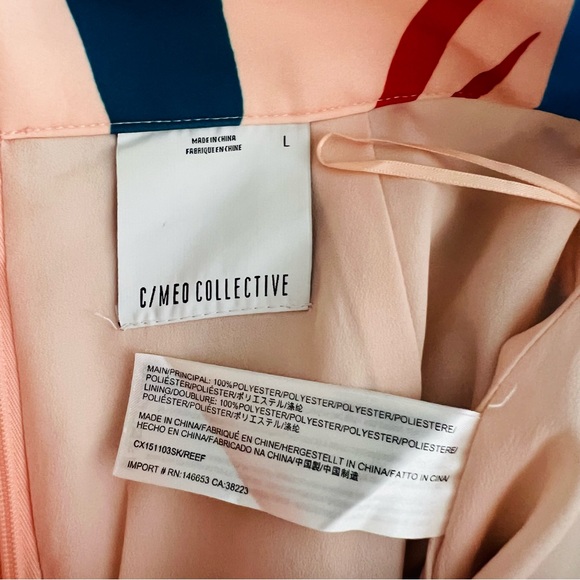 C/MEO Cameo Pencil Skirt Pink Multi Geometric Slit Maxi Long High Waist Size L - Picture 7 of 14